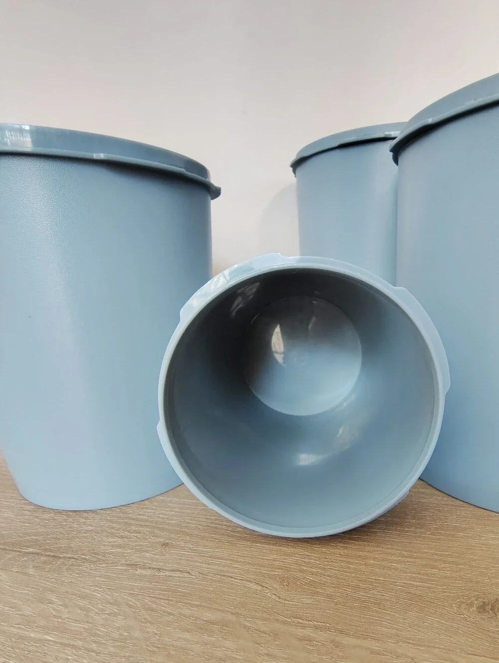 Vintage Tupperware Country Blue Canister Set of Four with Lids
